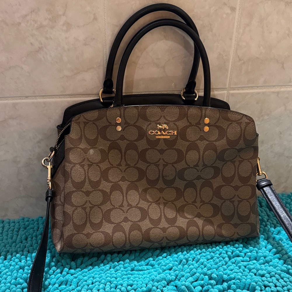 Coach Brown and Black Signature Satchel